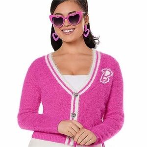 Barbie Movie Women's Pink Cardigan Spirit Halloween Costume XL sweater